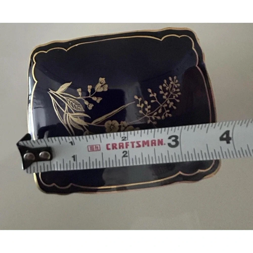 Lindner Kueps Bavaria Echo Cobalt Blue Gold Gruser Trinket Box Lid
